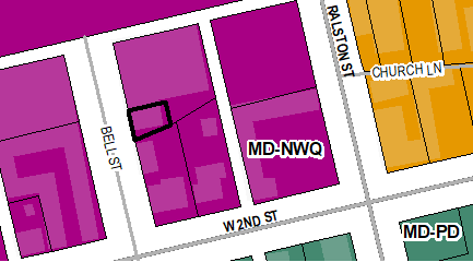 Located on the east side of Bell Street north of its intersection with West Second Street