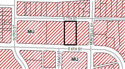 Located north of Sixth Street and south of Seventh Street, west of their intersections with Montello Street