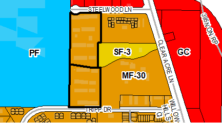 Located north of Tripp Drive, west of Clear Acre Lane, and south of Steelwood Lane