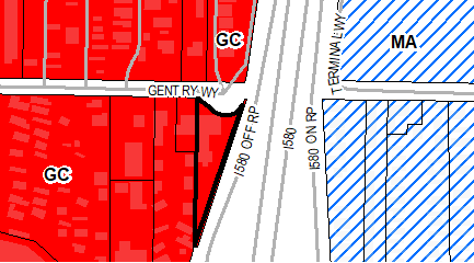 Location Map: located on the south side of Gentry Way at its eastern terminus, west of Interstate 580.