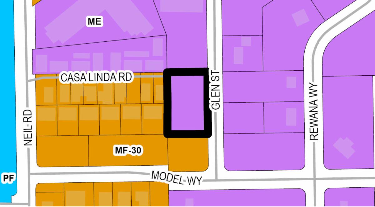 Map of subject site west of Glen st