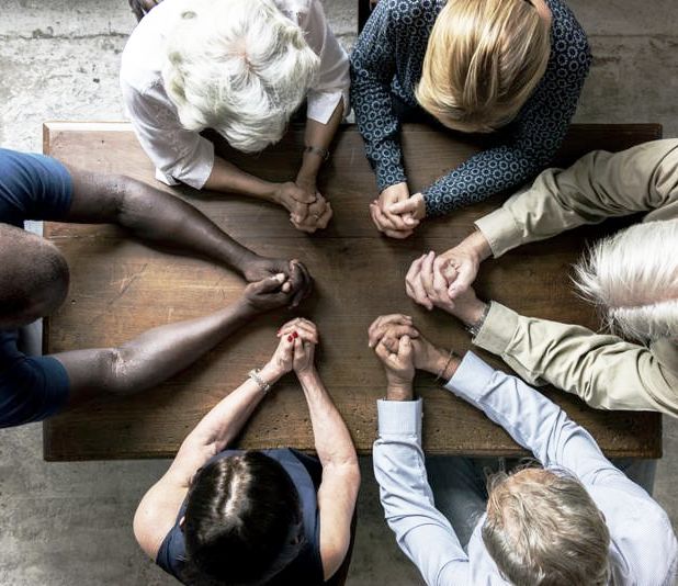 Group of christianity people praying hope together