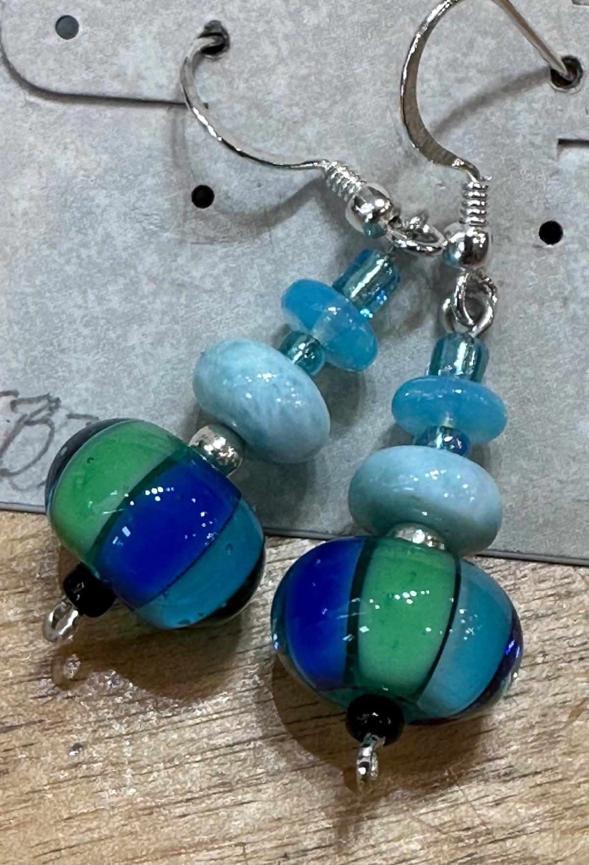 Glass earrings with stones