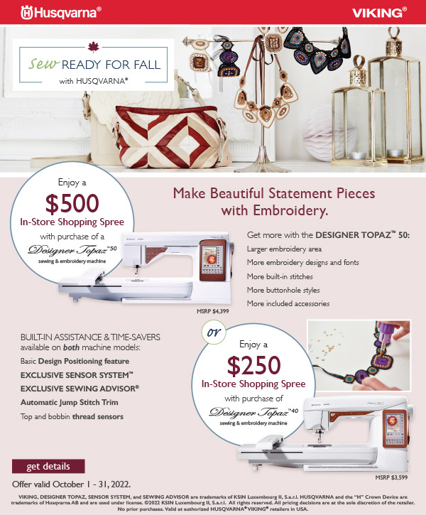 Sew Abbey says, "OCTOBER ISN'T JUST FOR SCARY EVENTS, COME TO ABBEY'S