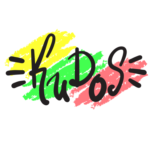 Kudos - emotional handwritten fancy quote_ American slang_ urban dictionary. Print for poster_ t-shirt_ bag_ logo_ postcard_ flyer_ sticker_ sweatshirt_ cup_ badge. Funny original simple vector