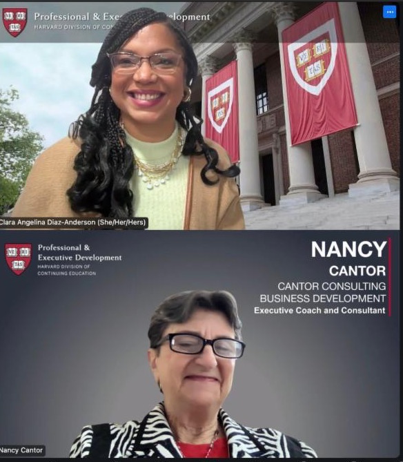 Clara Angelina Diaz-Anderson and I talking about Authentic Leadership at Harvard