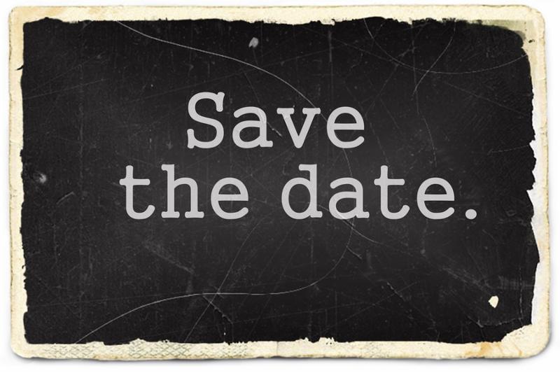 Save the date message written on old photo paper background