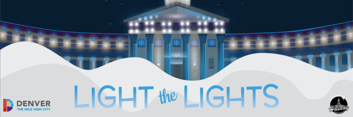 graphic if a city building with text of light the lights