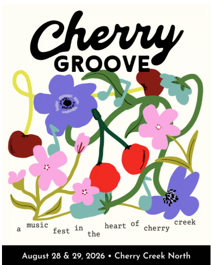 Image of flowers with text of Cherry Groove.
