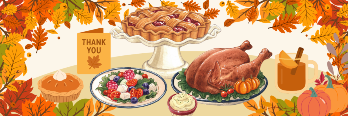 image of turkey and sides with foliage