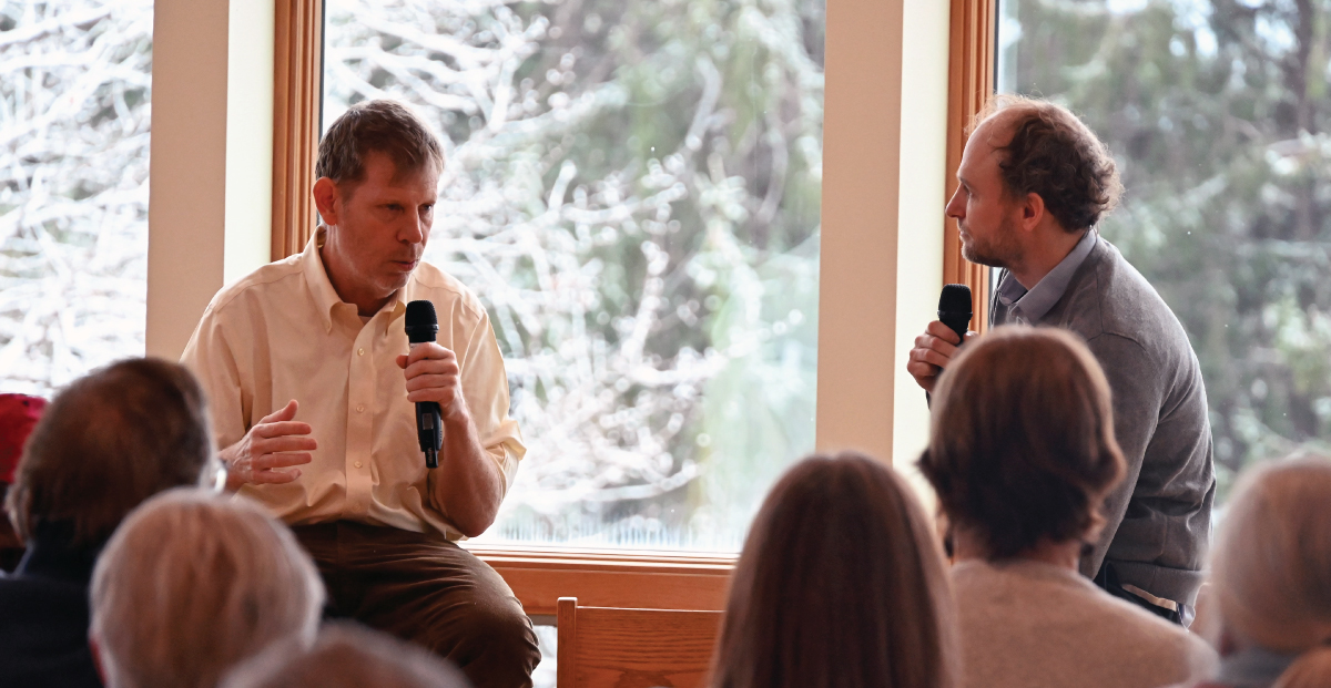 Author Dan Egan and John Reimer (Dane County Land and Water Resources Department) speak at the Friends’ Annual Meeting in January