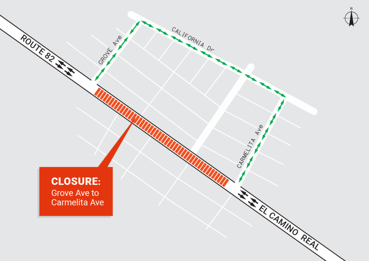 detour map carmelita to grove