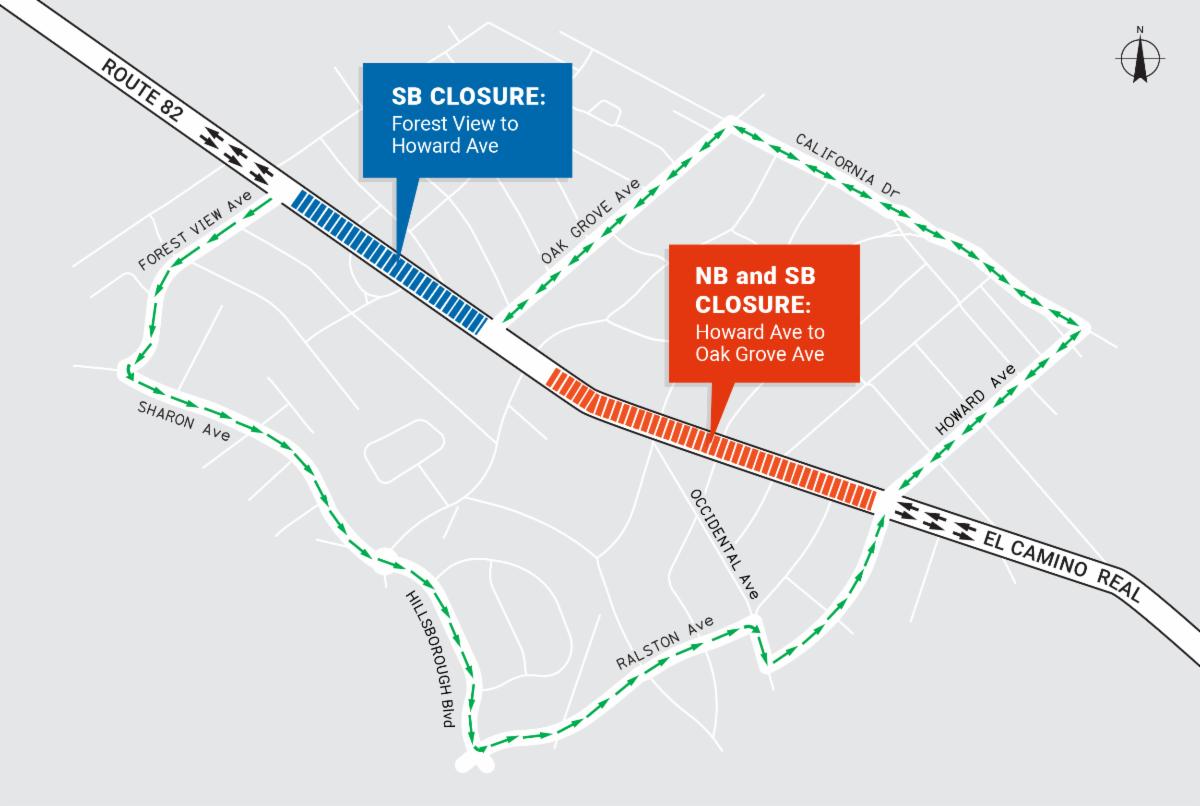 El Camino Real Detour Map from Floribunda to Howard