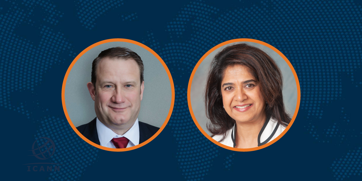 Kurtis Lindqvist, ICANN President and CEO, and Tripti Sinha, ICANN Board Chair.