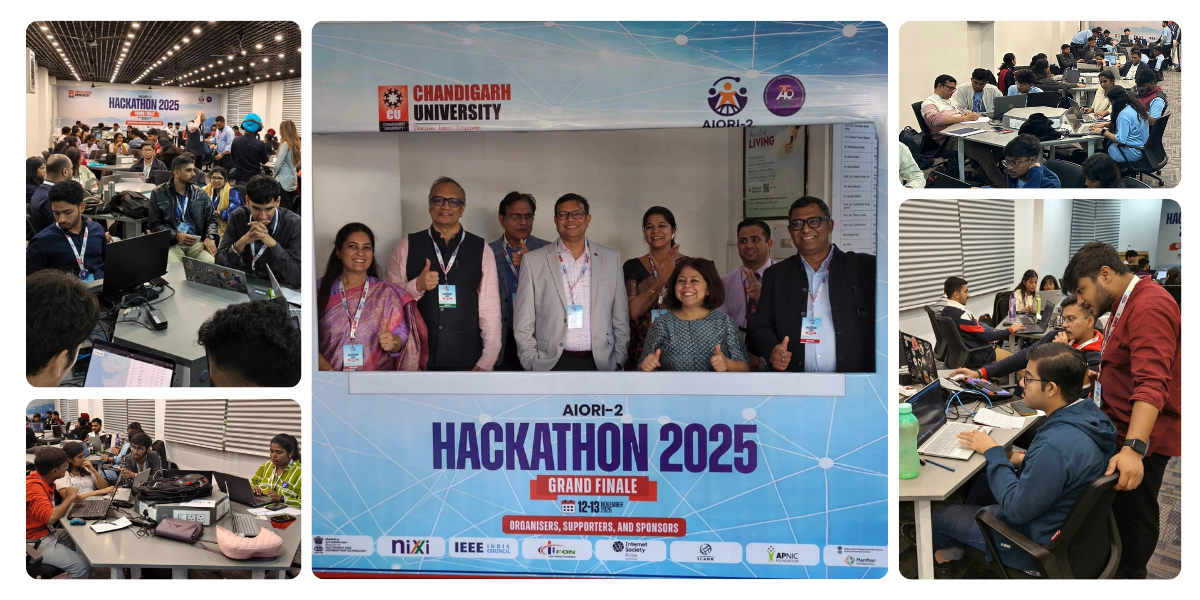Scenes of participants at the AIORI Hackathon.