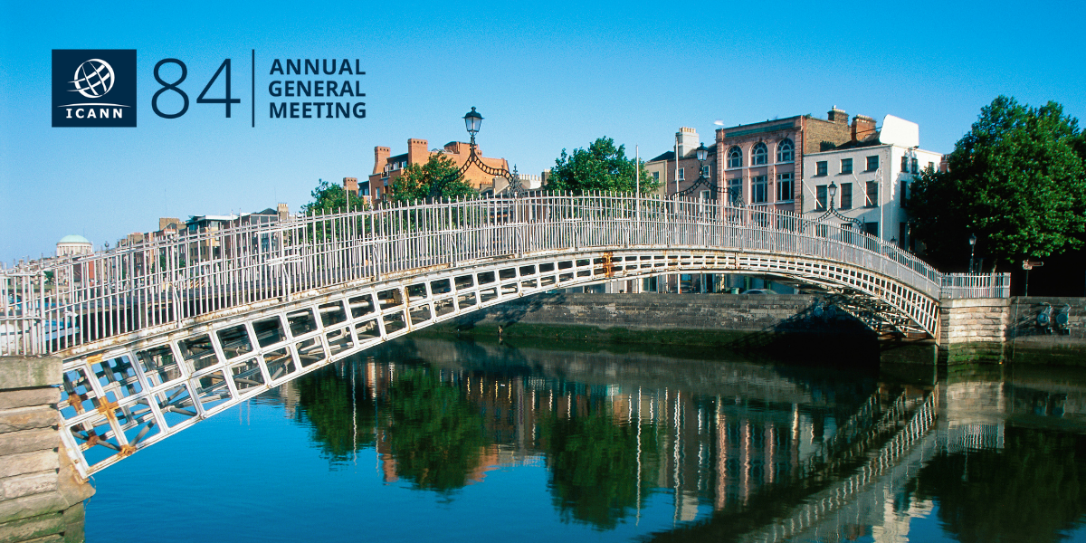 A metal bridge crosses over a small body of water in Dublin.
