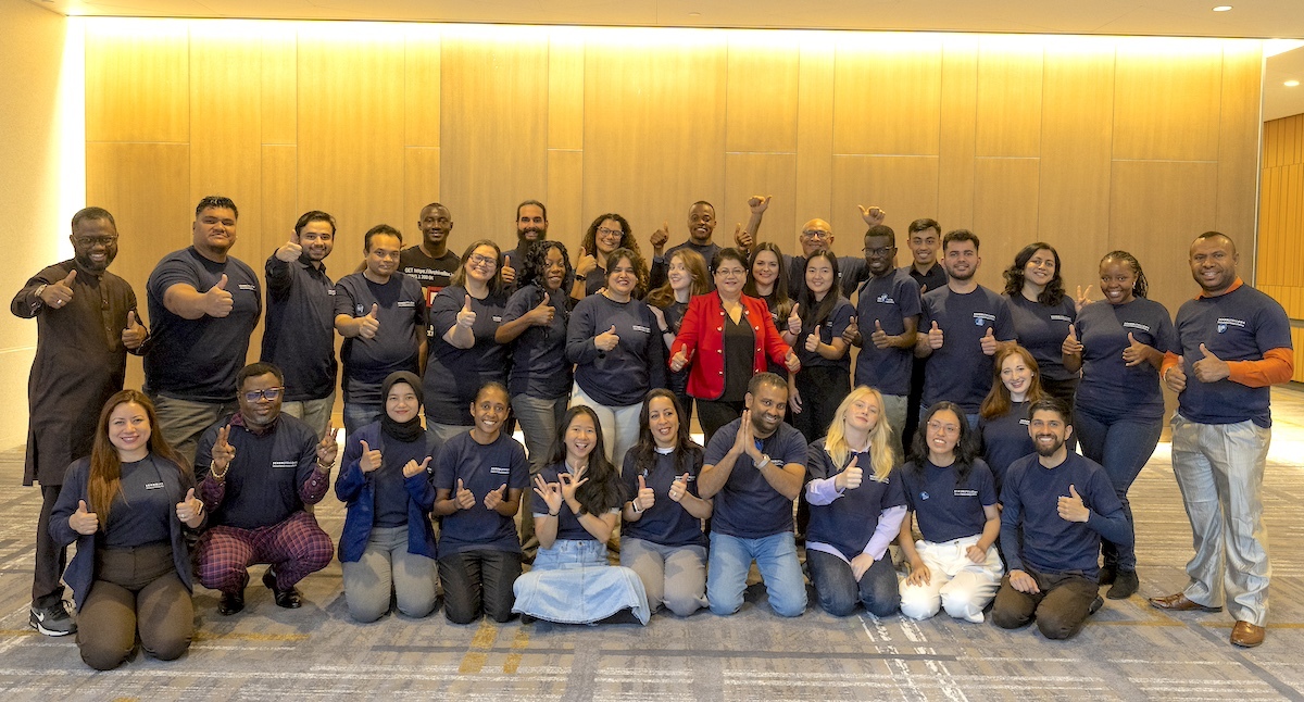 Members of the ICANN82 Fellowship Program cohort pose for their group photo.