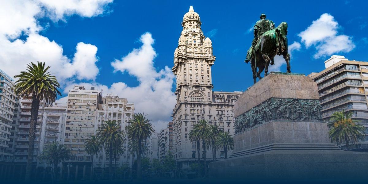 Daytime view of the Palacio Salvo building in Montevideo, Uruguay.