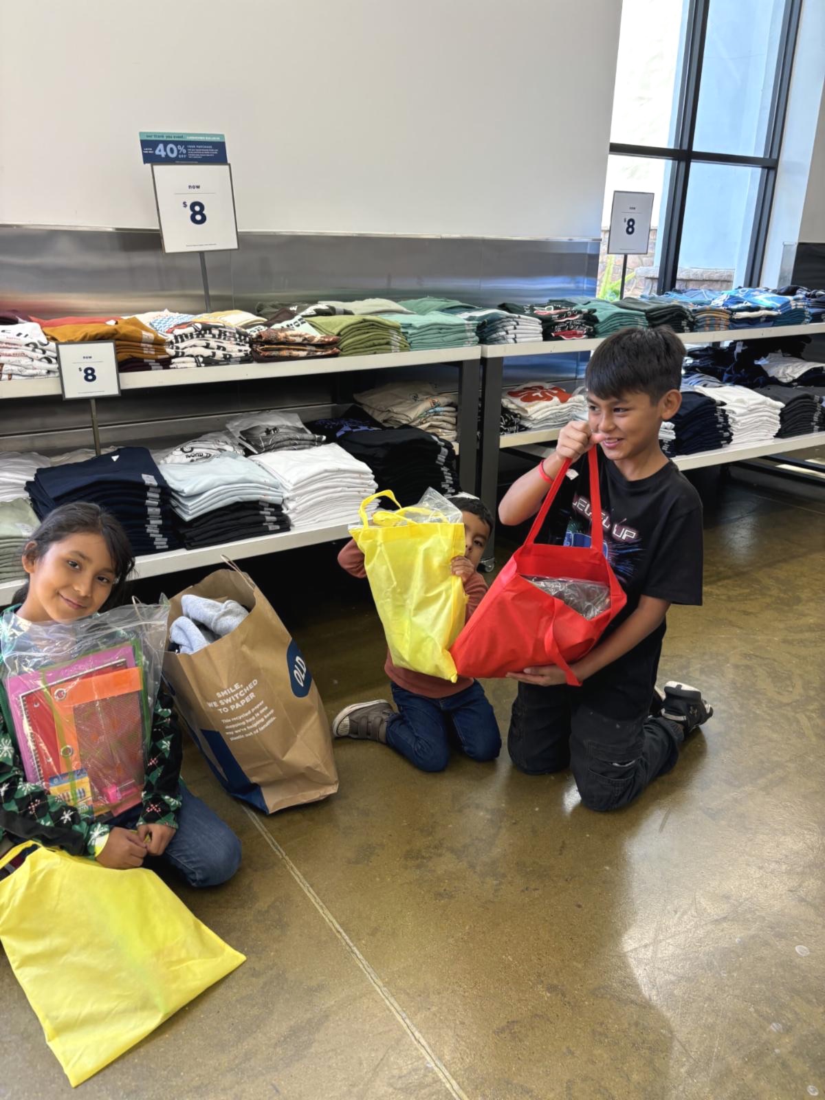 OSB students with shopping bags