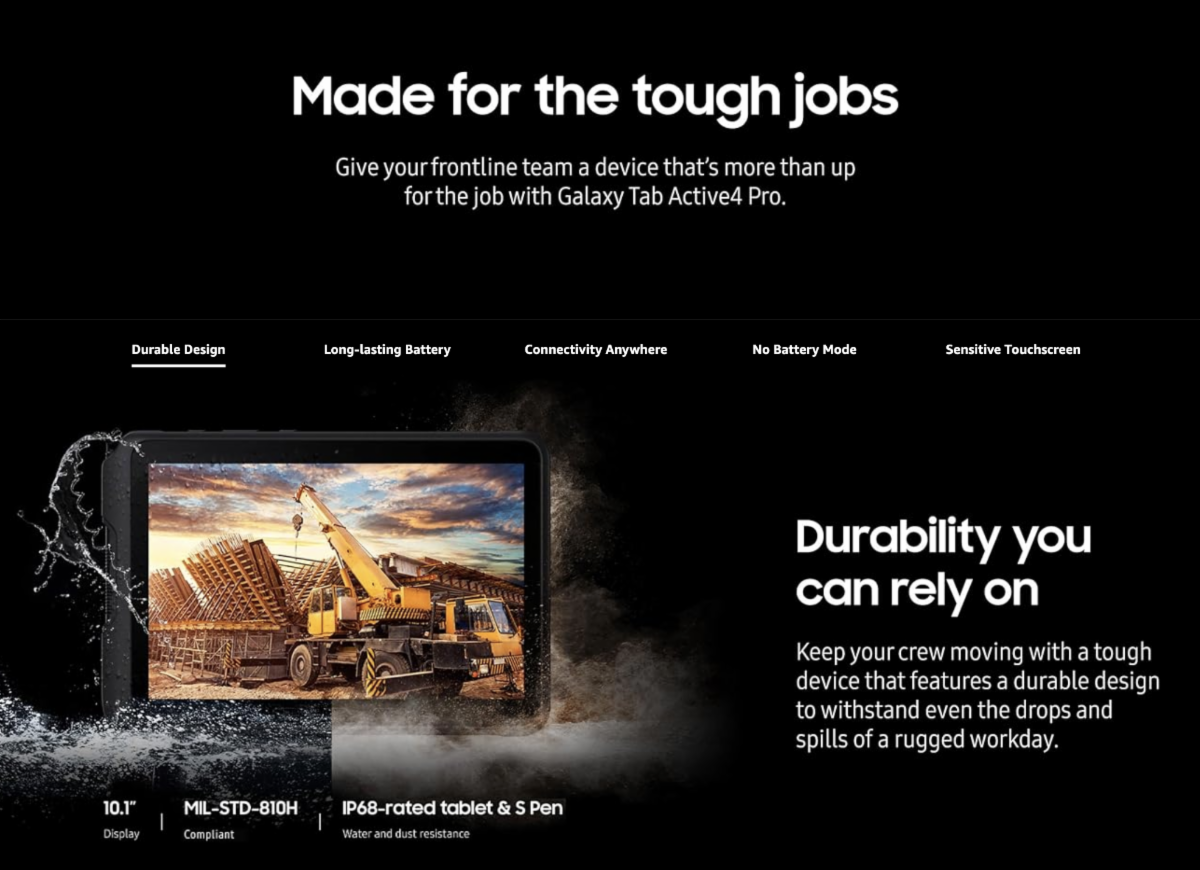 Samsung Galaxy Tab SM-T630 Active 4 Pro - RUGGED tablet - Android - 128 ...