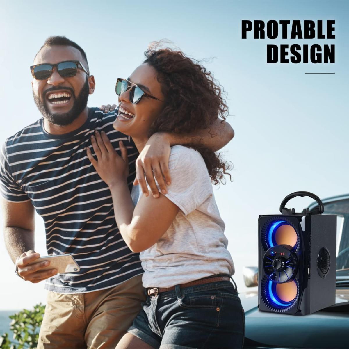 DINDIN Bluetooth Speakers, 40W(Peak) Wireless Party Speaker With TWS, Beat-Driven Lights, 80dB Loud Stereo Sound & Rich Bass, Portable Speakers With Subwoofer For Party, Outdoor, Camping, Travel