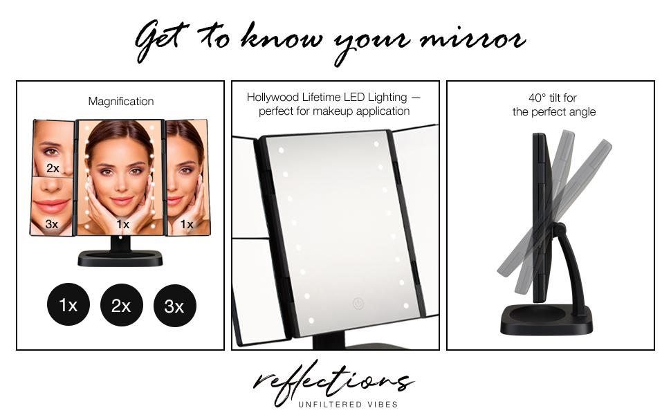 Conair Reflections TriPanel LED Lighted Vanity Makeup Mirror