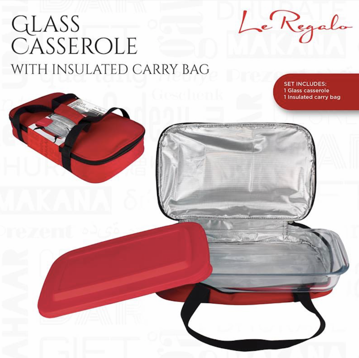 Le Regalo Glass Casserole with Insulated Bag
