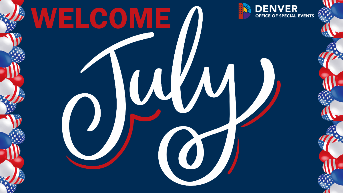 Banner from the Office's Newsletter, including their logo, reads "WELCOME July" with 4th of July festivities. 