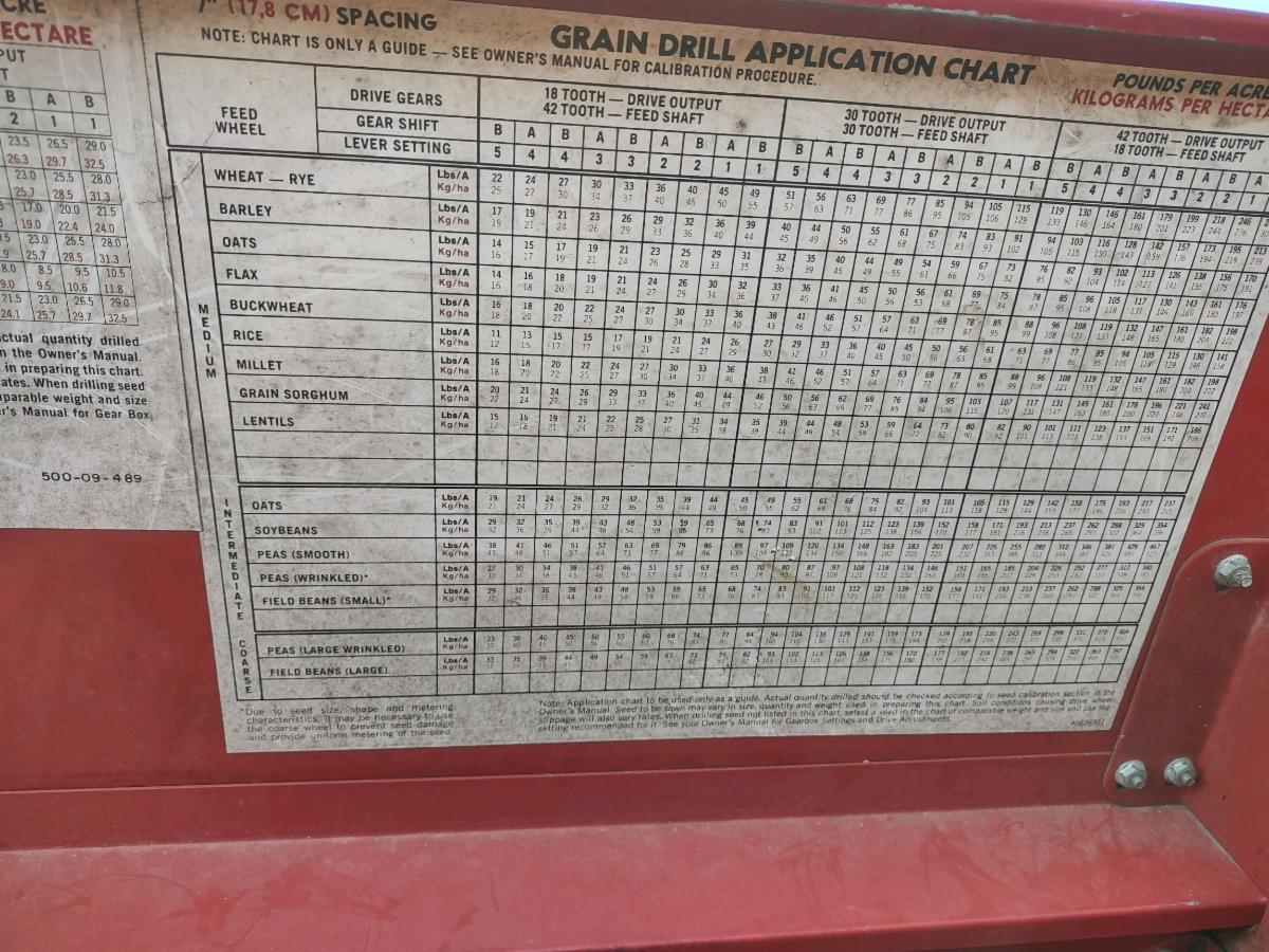 grain drill chart
