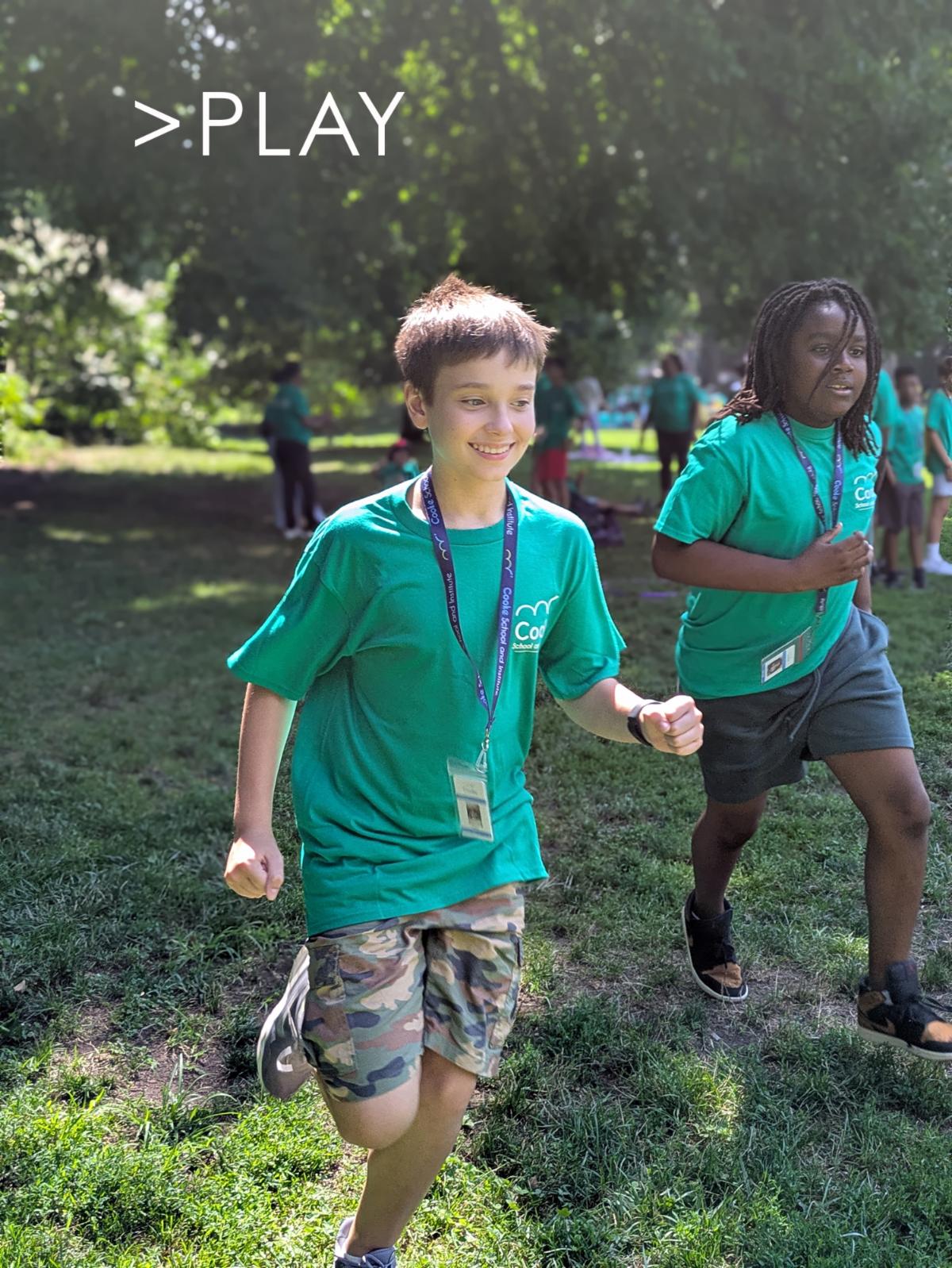 Students playing in Central Park