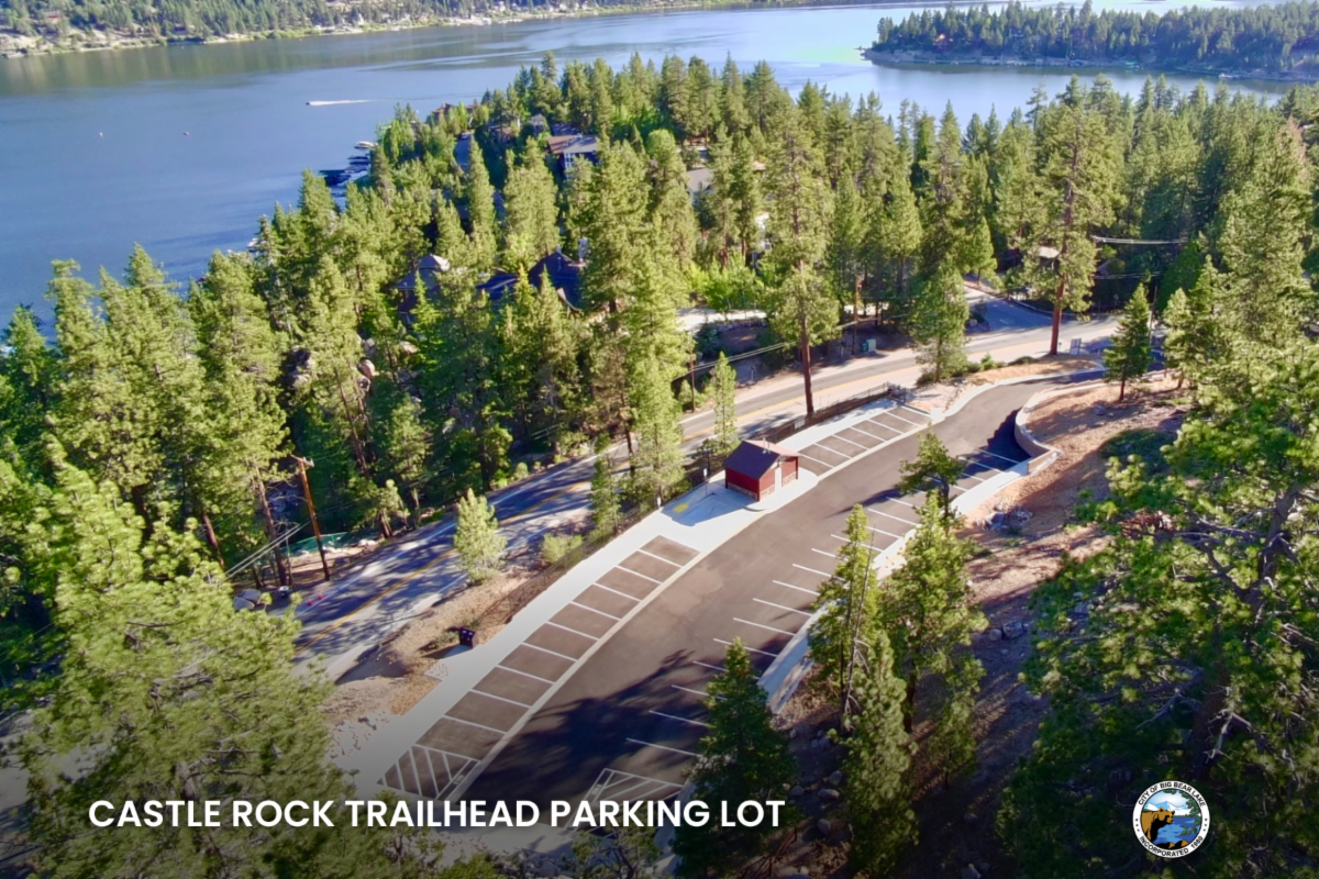 Aerial photograph of competed Castle Rock Trailhead Parking Lot