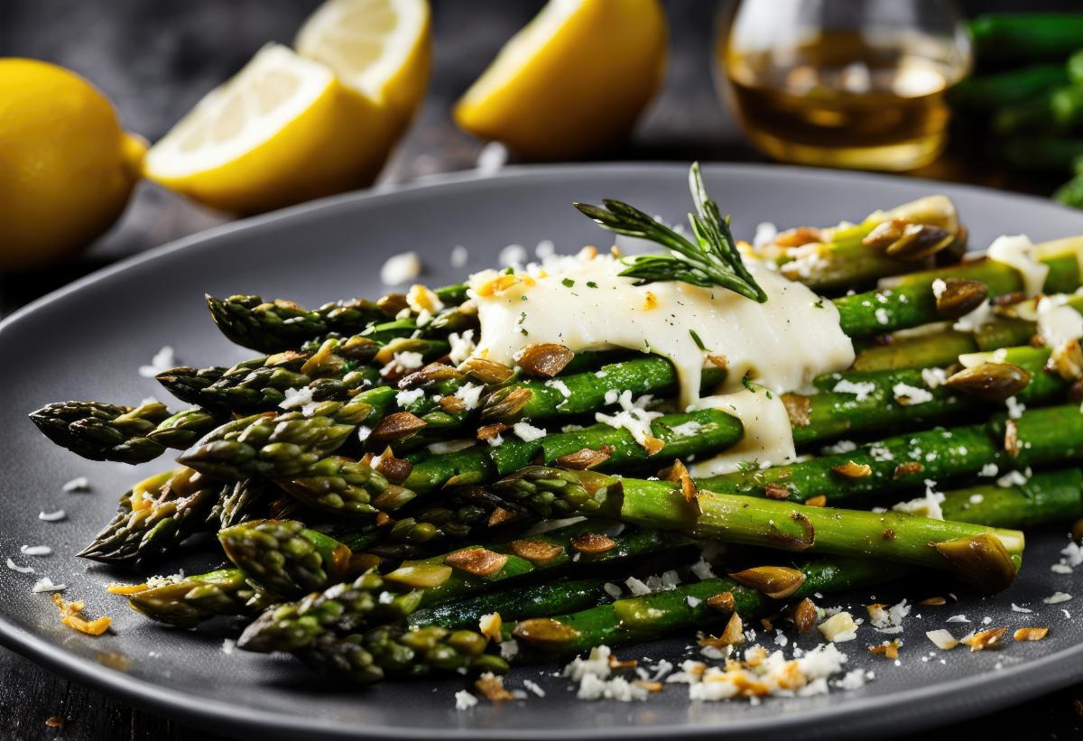 asparagus with parmesan on a dish