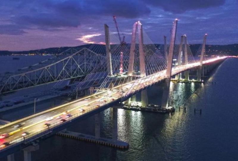 Governor Mario M. Cuomo Bridge at night. Photo Courtesy New York State Thruway Authority