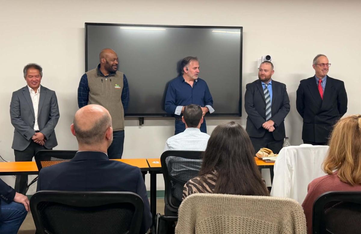 Photo of winners of the Amazon Web Services AI Pitch Competition in Western Maryland.