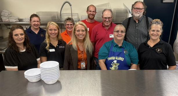 Photo (l-r): Melissa Bolyard, Agriculture Business Specialist; Shannon Baker, Yough Glades Cafeteria Manager; Kenzie Mousch, Nutrition Educator with UMD Extension; Robin Wolf, Yough Glades Cafeteria; Dawna Ashby, GCPS Chief Academic Officer; Levi Lantz, ALL Produce; Willie Lantz, Extension Educator UMD; Nannette Braithwaite, Yough Glades Cafeteria; Scott Germain, GCPS Food & Nutrition Services Supervisor; and Wendy Glotfelty, Yough Glades Cafeteria. 