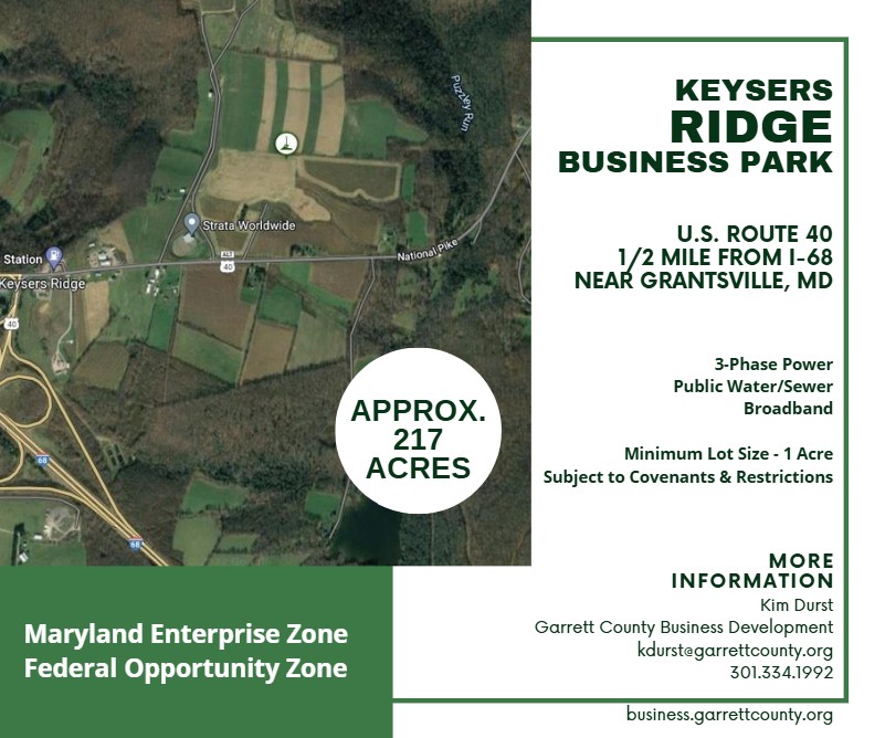 Keysers Ridge Business Park National Pike Grantsville MD approximately 217 available acres