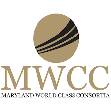 Maryland World Class Consortia - MWCC, with a rendering of a world. Colors: black and gold.