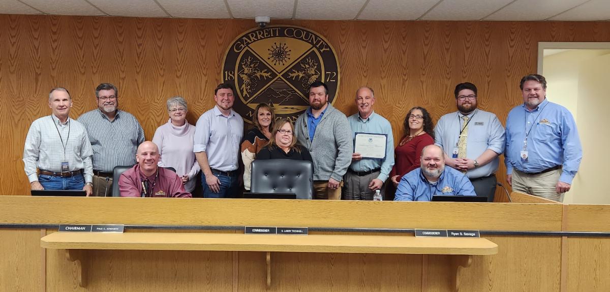  Photo (left to right): Sitting: County Commissioners Paul Edwards and Ryan Savage Standing: Delegate Jim Hinebaugh, Senator Mike McKay, Business Development Manager Kim Durst,  Evan Savopoulos, CRNP Brandi Paugh, Shauna Mutter, Dr. Juan Ramos, Dr. Sotiere Savopoulos, Dr. Becky Crowell,   of Cornerstone Familiy Medicine, Business Development Specialist Connor Norman, and Director of Community Development Steve Kelley