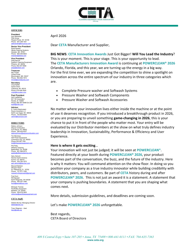 2026 Innovation - Letter to Membership