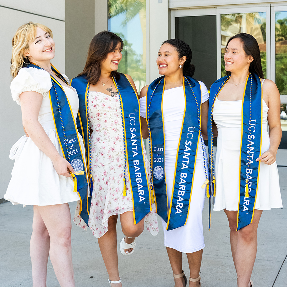 Four graduating library student employees