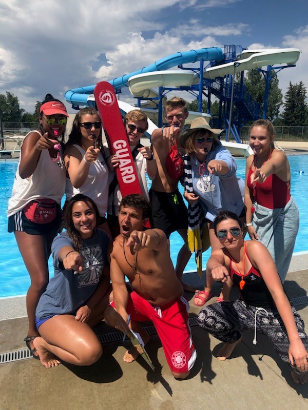 Lifeguards summer staff near pool