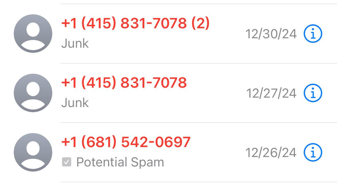 spam calls and texts