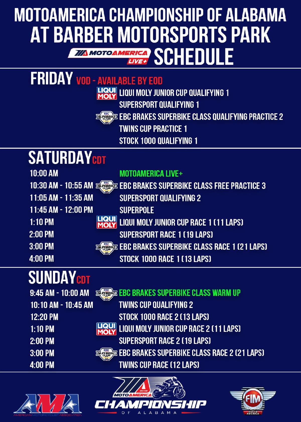 Complete Live Streaming and Broadcast Schedules of the MotoAmerica