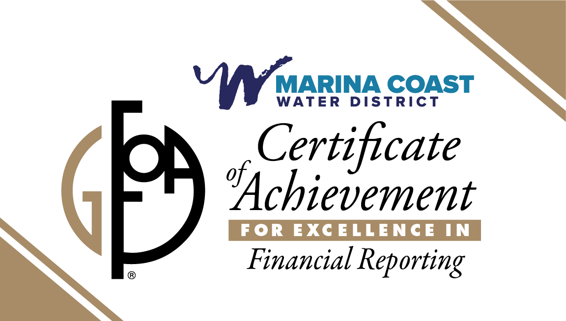Marina Coast Water District - Certificate of Achievement for Excellence in Financial Reporting