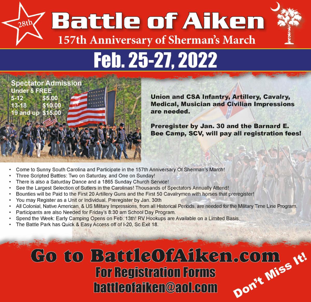 Coming this Weekend The Battle of Aiken and Living History Festival