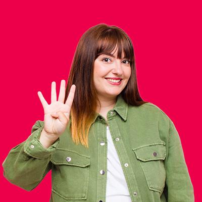 holding up four fingers