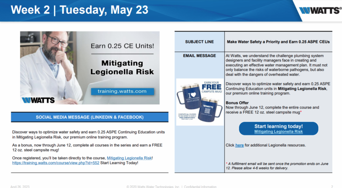 Watts Online TrainingMitigating Legionella Risk.....Earn 0.25 ASPE