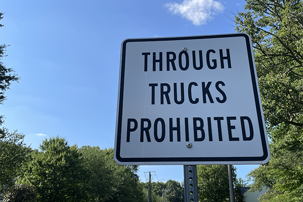 Through Trucks Prohibited Sign