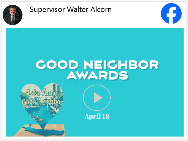 Facebook video of the Lake Anne Good Neighbor Awards
