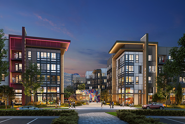 A rendering of Fairfax Crest an affordable apartment building